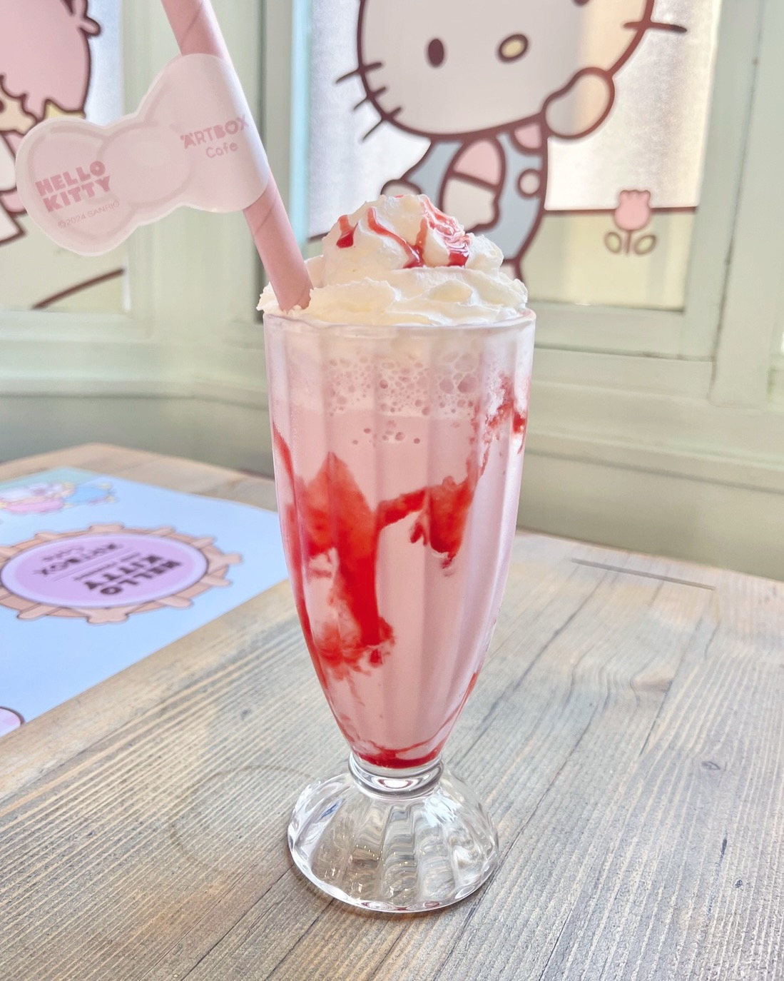 a pink milkshake