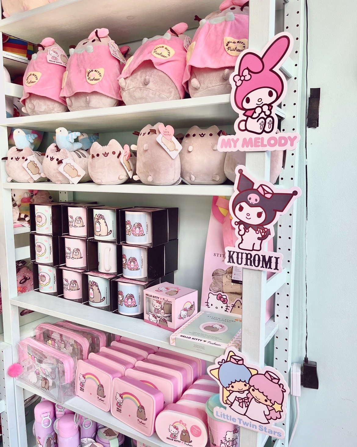 shelfs at the hello kitty cafe