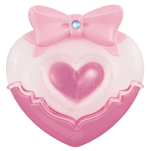 a pink toy crest in the shape of a heart